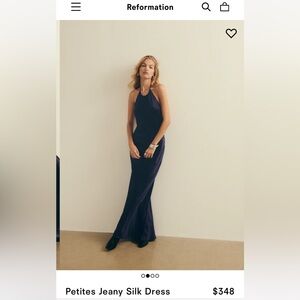 Reformation Blue Halter Backless Gown for Weddings